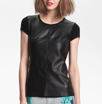 Leather front tee