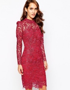 Longsleeve red lace dress