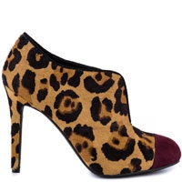 Leopard bootie with maroon red tip