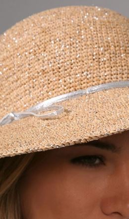 Straw hat with silver bow