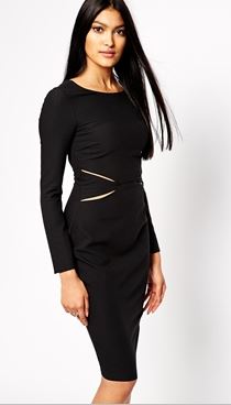black dress with waist cut outs