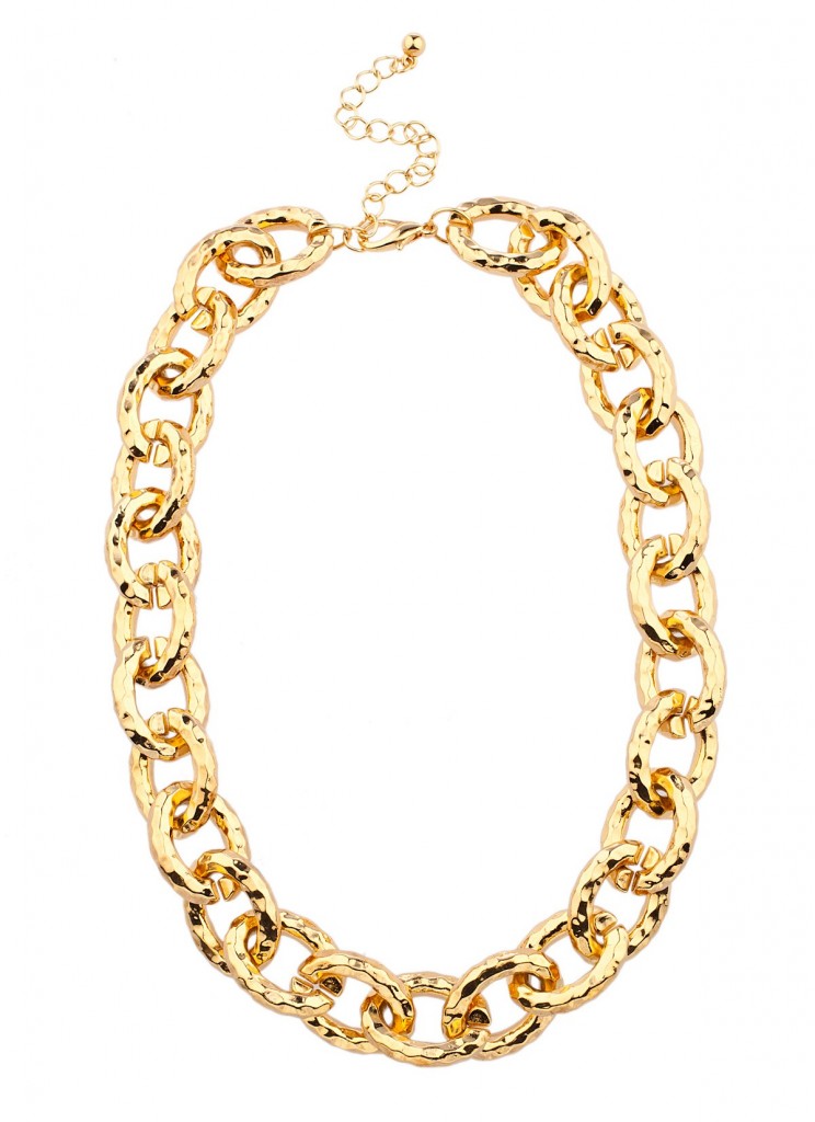 Gold textured chain link necklace