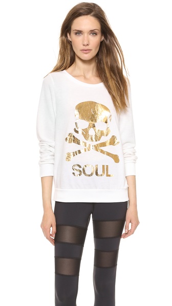 White and Gold soul cycle shop bop sweatshirt
