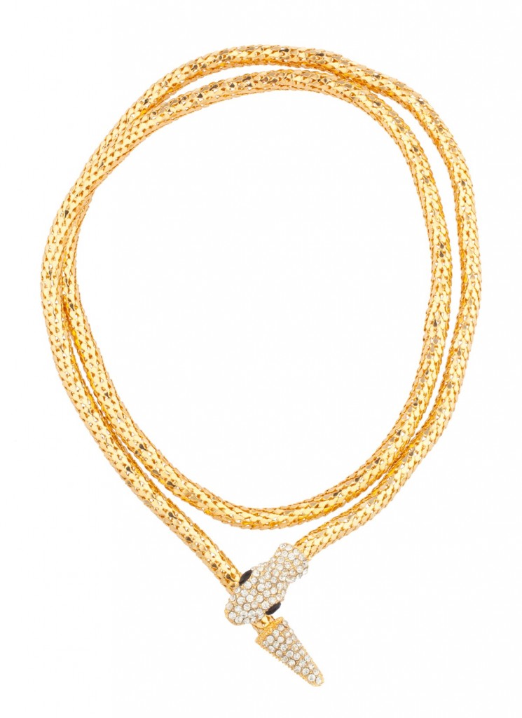 Gold snake wrap necklace