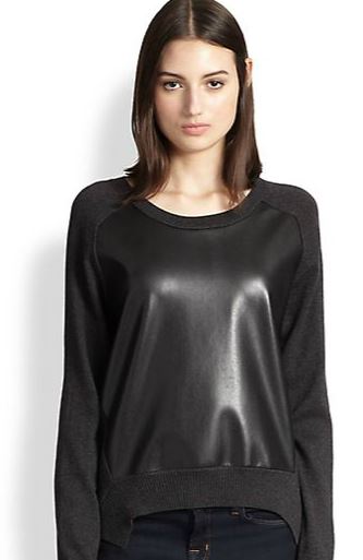 Bailey 44 Snowbird leather front sweater in charcoal
