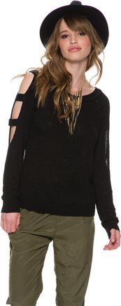 Black cutout sleeve sweater