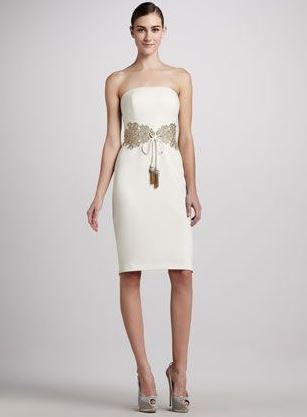 white embellished waist tassel dress