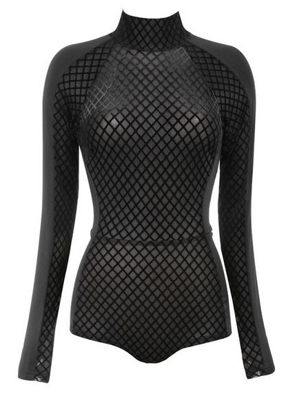 Black textured bodysuit