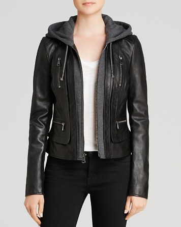 Marc New York Hooded Leather Jacket