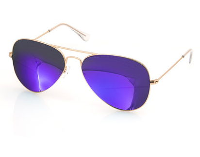 AQS Mirrored Purple Aviator Sunglasses
