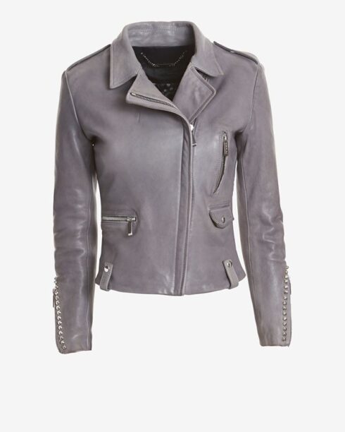 Yolanda Foster's Light Grey Leather Moto Jacket | Big Blonde Hair