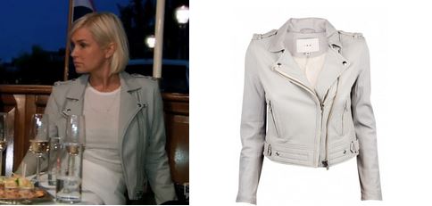 Yolanda Foster wearing the IRO Lugia Leather Jacket in Amsterdam