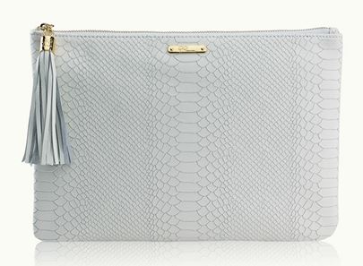 large white python clutch with tassel