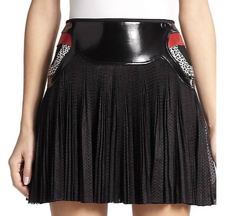 Pleated leather top skirt