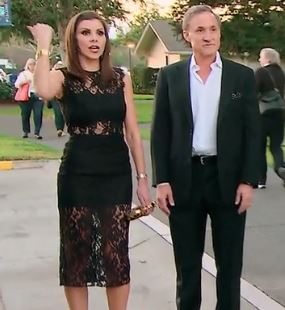 Heather Dubrow black lace dress