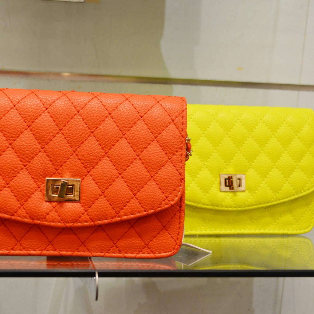 Neon quilted crossbody bag