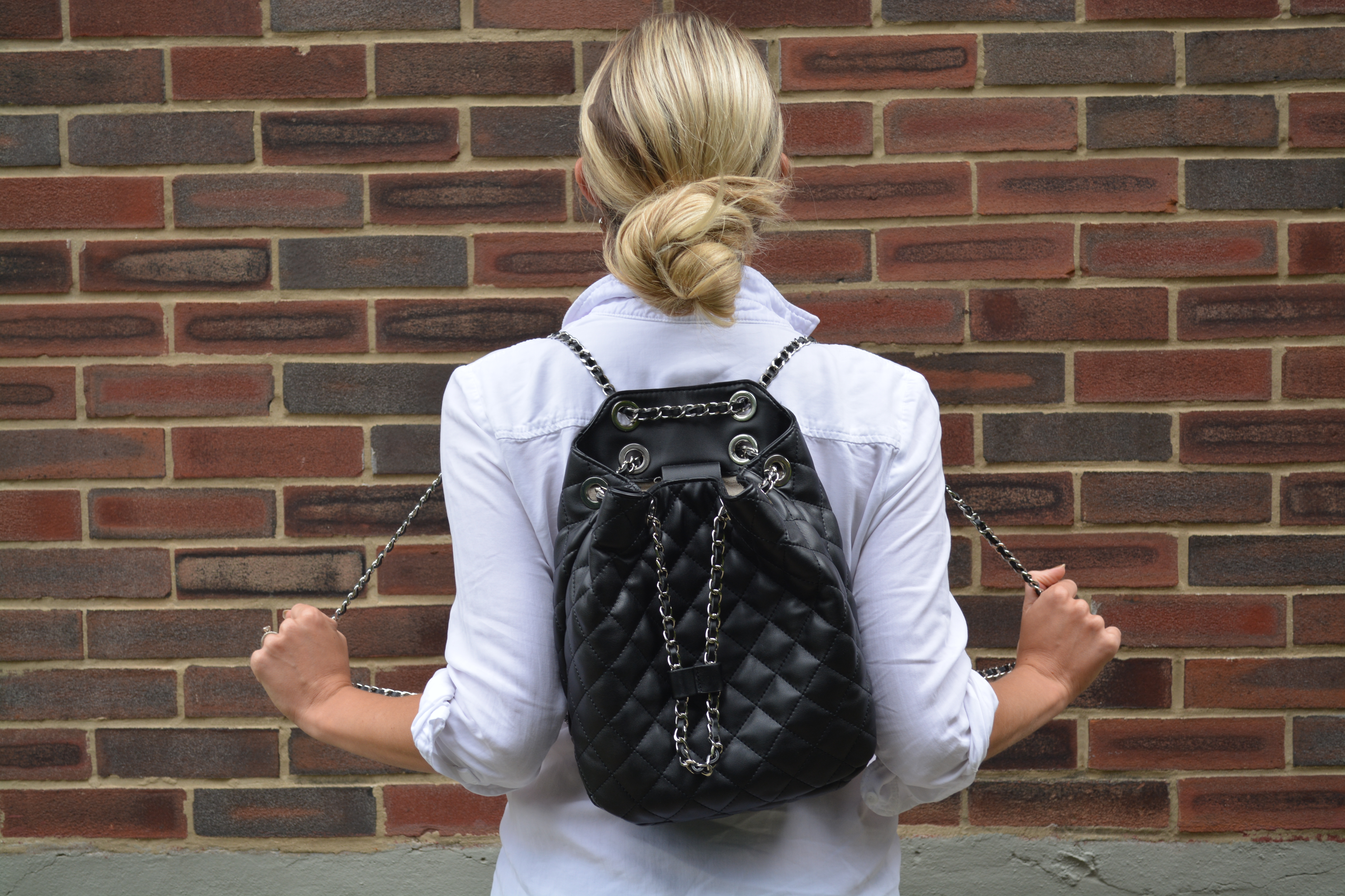 Zara black quilted chain strap backpack