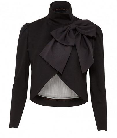 Black cropped jacket with bow collar