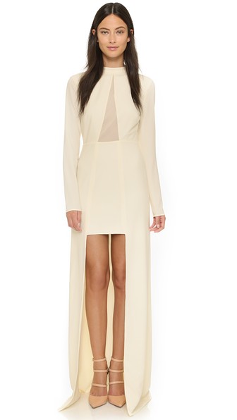 Halston High Low Mock Neck Gown