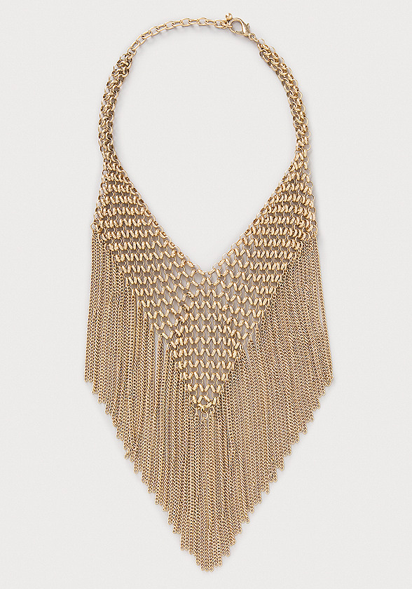 Chainmail and fringe necklace
