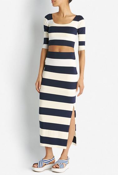 Nadia Tarr Striped Ctrop Top and Skirt