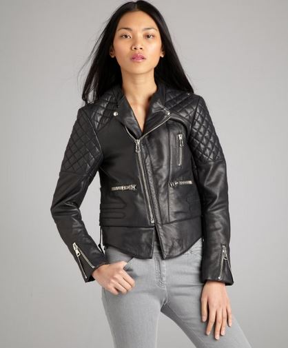 Balenciaga quilted lambskin lace up side moto jacket