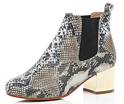 River Island Snake Ankle Boot with Gold Heel