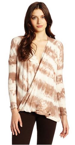 Brown and white draped tie dye top