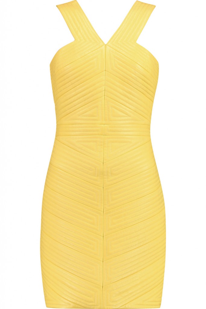 Balmain Yellow quilted leather dress