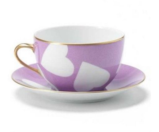 Nina Campbell purple and white Heart Tea Cup