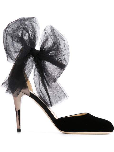 jimmy choo lou pumps with tulle bow