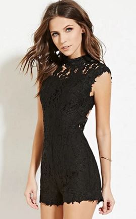 Forever 21 Scalloped Lace Romper