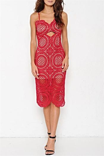 Red crochet dress