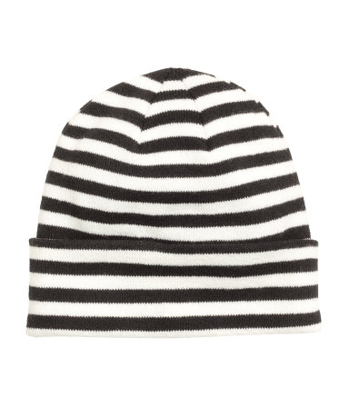 Black and White Striped Knit Hat