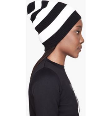 marc jacobs black and white striped beanie