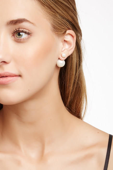 ouble sided faux pearl earrings