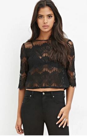 Forever 21 Boxy Organza Lace Top