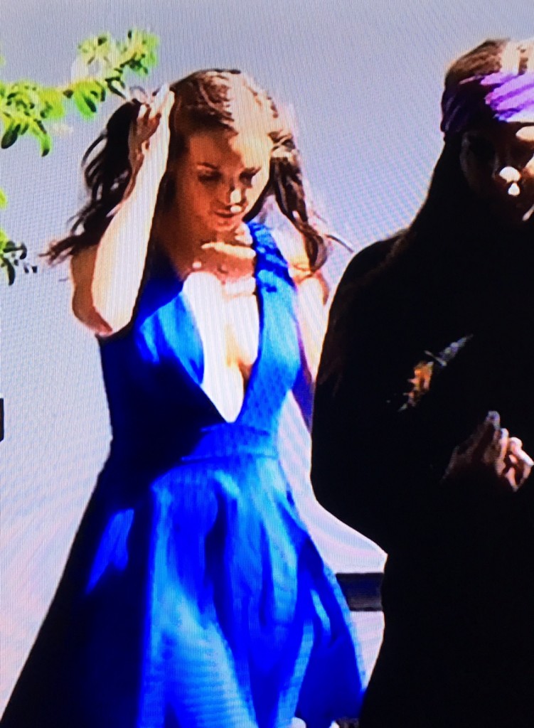 Scheana Shay's Deep V Blue Dress