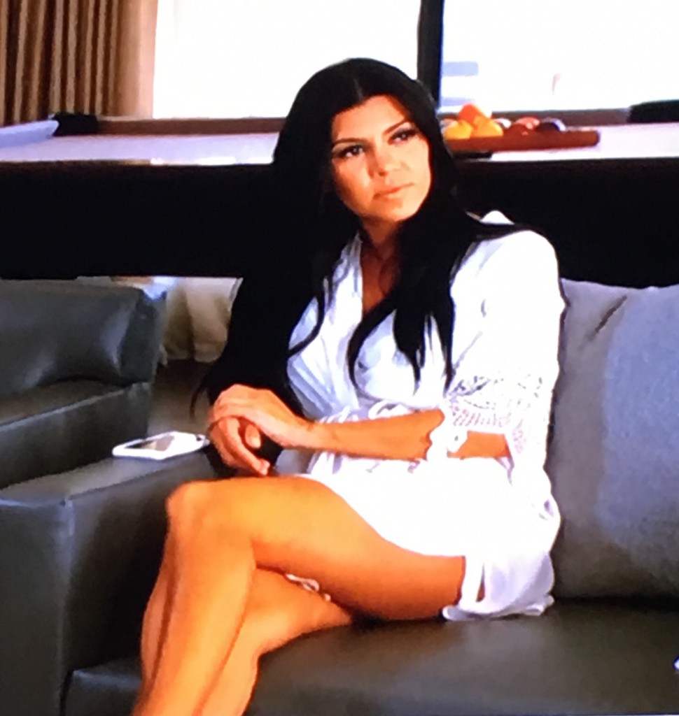 Kourtney Kardashian's White Crochet Lace Trim Robe
