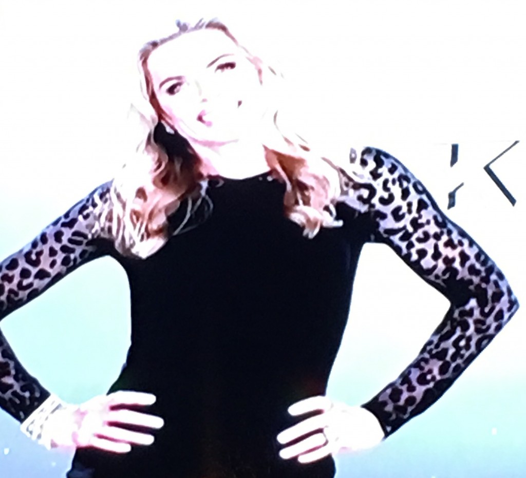 Kathryn Edwards' Black Dress with Mesh Leopard Sleeves