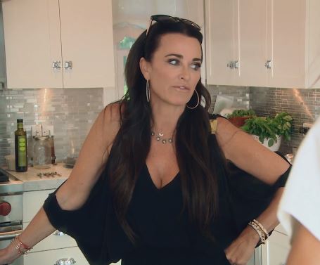 Kyle Richards Black Cold Shoulder Romper