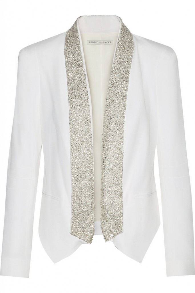 White jacket with beaded lapels