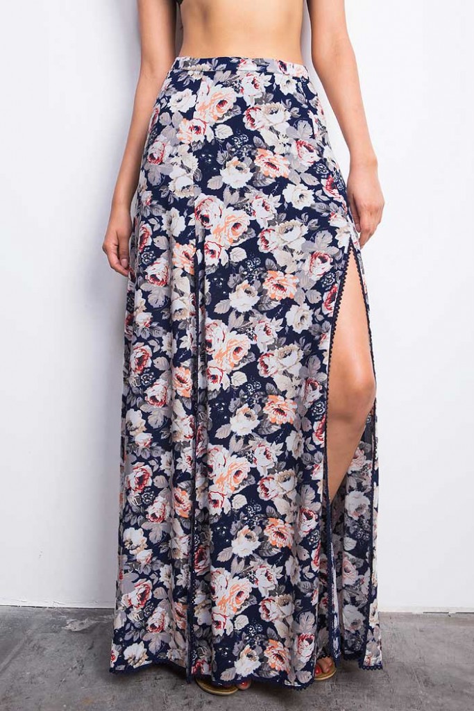 Ariana Madix's Floral Double Slit Maxi Skirt