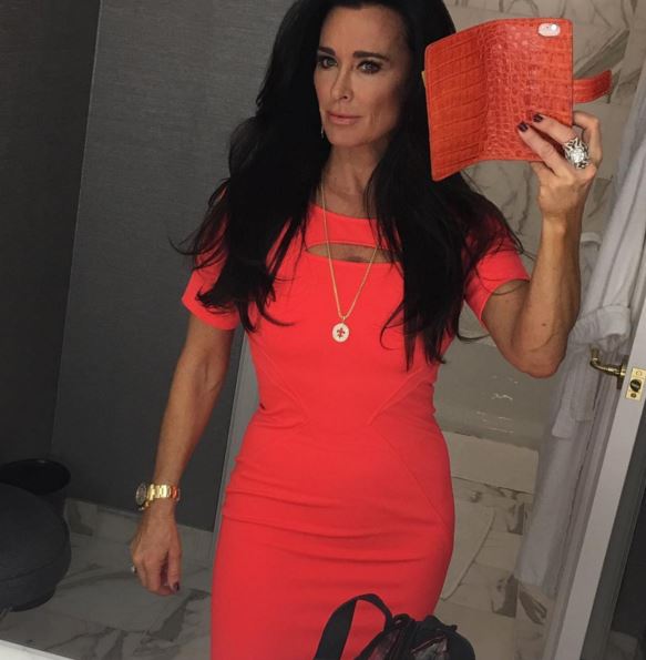 Kyle Richards' Bright Coral Red Cut Out Dress Celebrity Apprentice Season 8