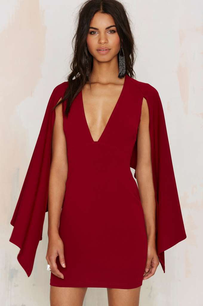 Nasty Gal Kendra Plunging Cape Dress