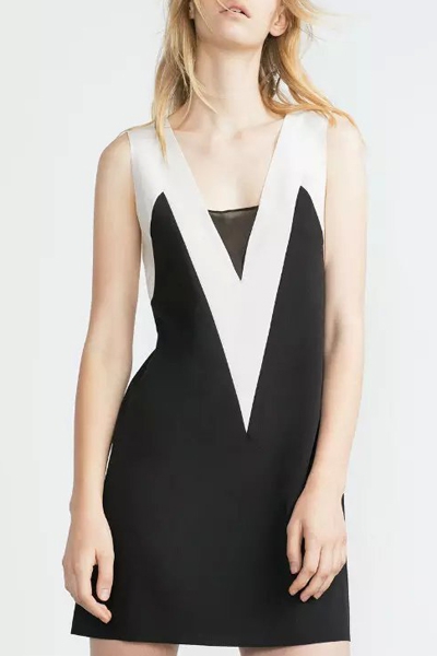 Kristin Doute's Black V Neck Dress with White TRim