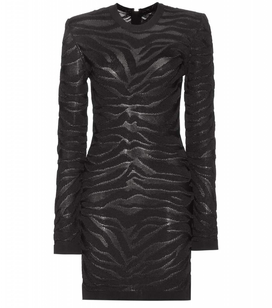 Erika Girardi's Black Textured Shoulder Pad Dress