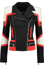 Bethenny Frankel's Black white and red moto jacket