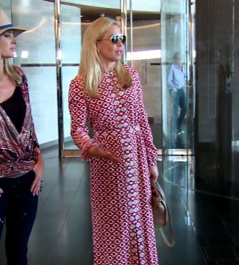 Tory Burch Long-Sleeve Textured Caftan in Red and White