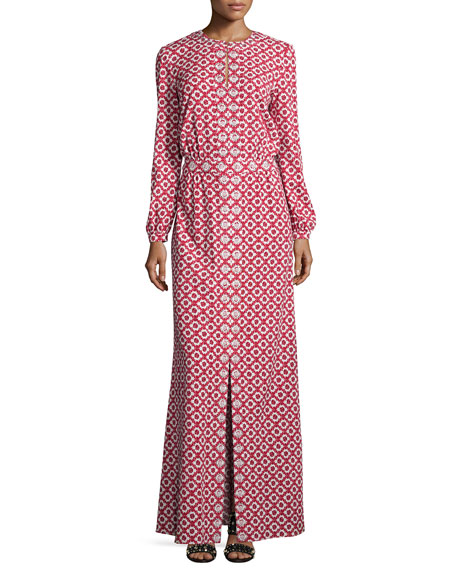 Kathryn Edwards red and white printed maxi dress in Dubai